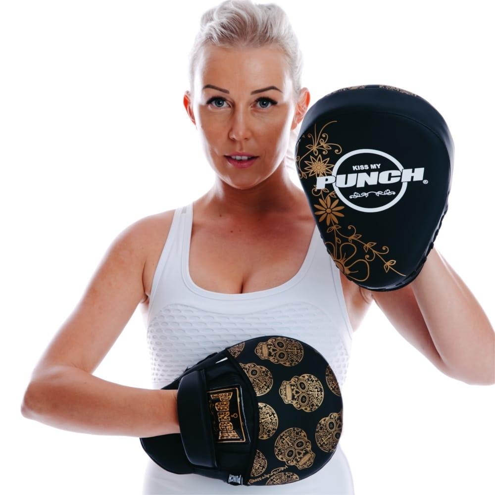 PUNCH Equipment Womens Boxing Focus Pads - Skull Art - Black