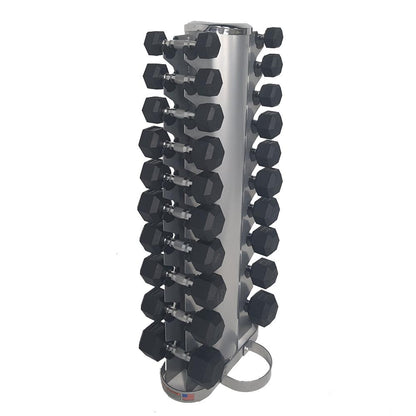 Force USA 1-10kg Rubber Hexagonal Dumbbell Set w/ Rack